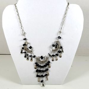 Lanciani Black and Silver Statement Necklace